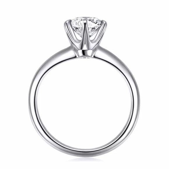 Round Cut Pure Diamond 925 Sterling Silver Solitaire Ring - Picture 5 of 16